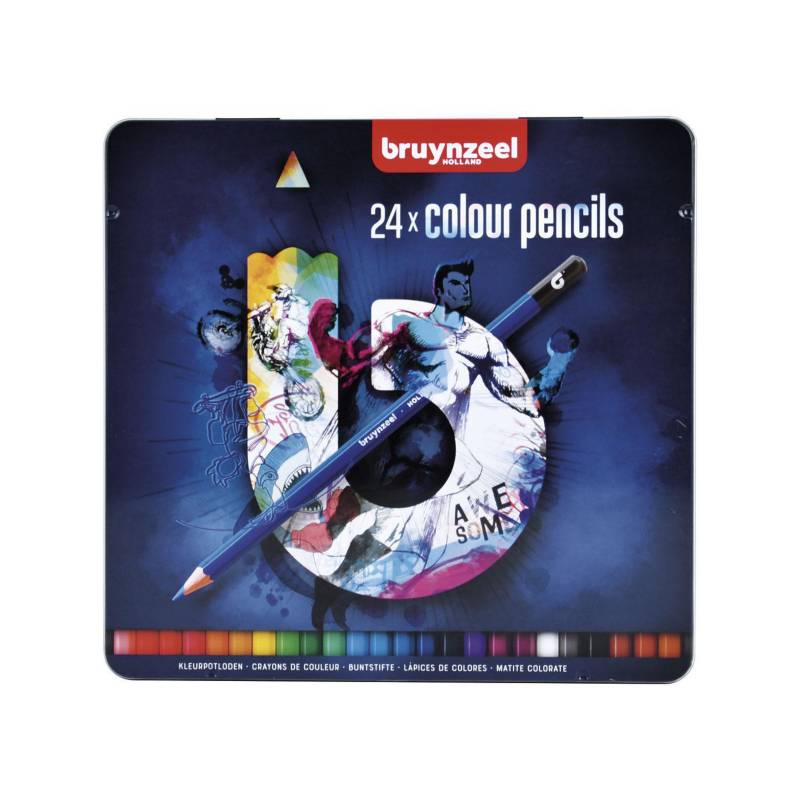 BRUYNZEEL - Caja de lápices 24 colores oscuro