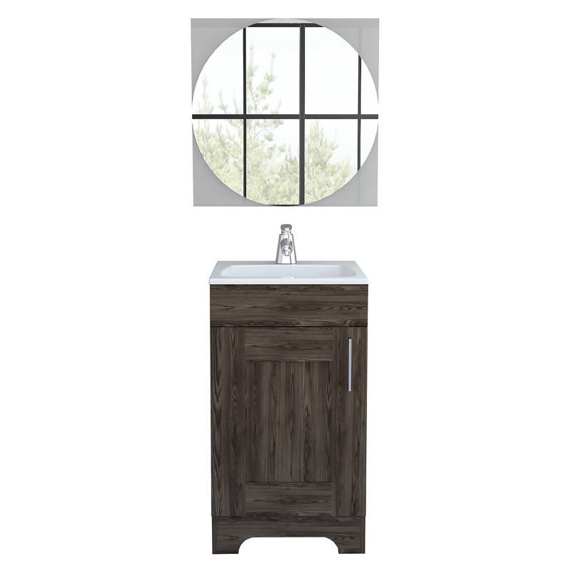 TUHOME - Combo mueble de lavamanos + espejo coñac