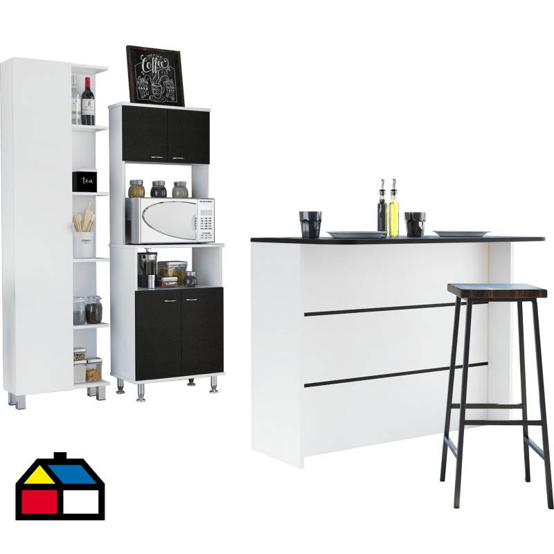 TUHOME - Combo cocina mueble cocina + barra de cocina + optimizador