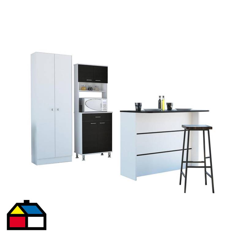 TUHOME - Combo cocina mueble cocina + barra de cocina + optimizador