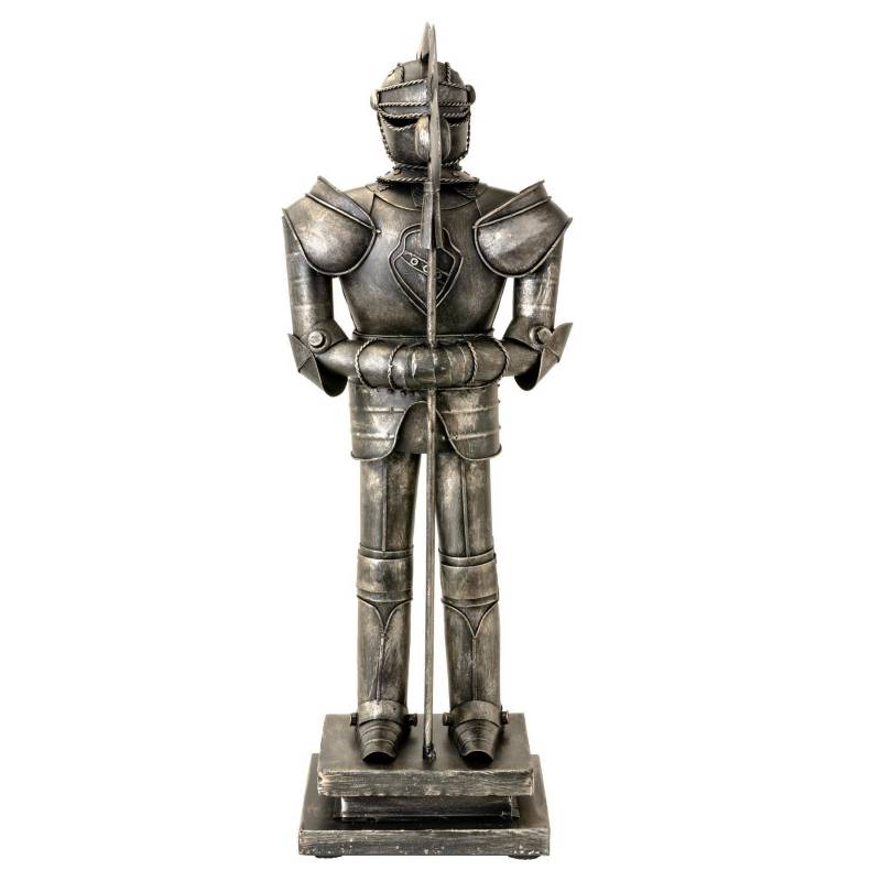 VGO - Figura decorativa armadura soldado metal 49 cm gris