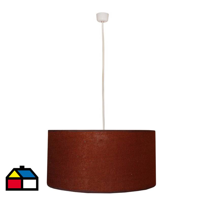 CAROLD STEVENS - Lámpara colgante tela arpillera tambor café 1 luz E27