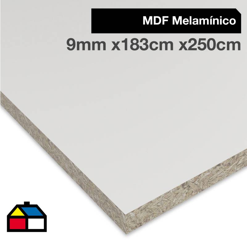 MASISA - MDF melamínico blanco  9 mm 183 x 250