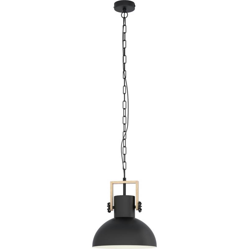 EGLO - Lámpara colgante acero  madera negro E27 1X28W