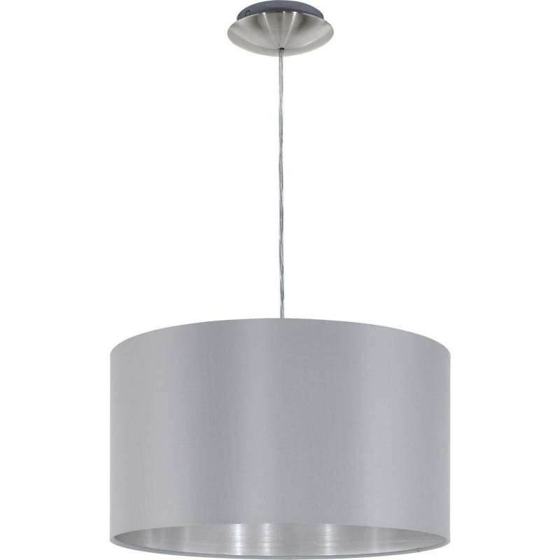 EGLO - Lámpara colgante acero  níquel satinado gris  plata E27 1X60W