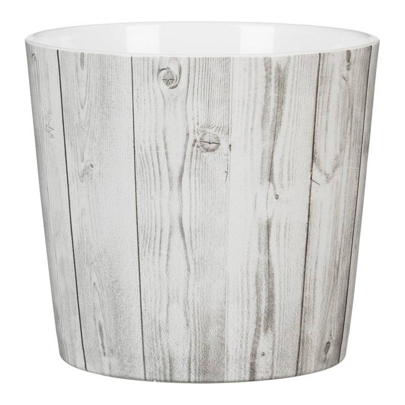 SCHEURICH - Macetero tipo madera cerámica  18 cm blanco