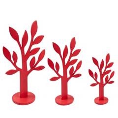 SOHOGAR - Set figuras decorativas arboles madera 20 cm rojo