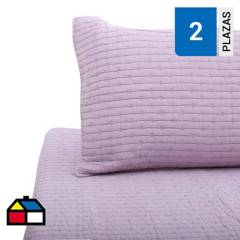 DIB - Quilt patchwork formas hebra rosa 2 plazas