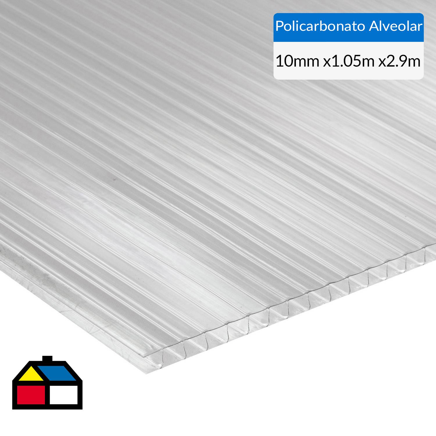 plancha policarbonato alveolar 10mm transparente 2.10x2.90