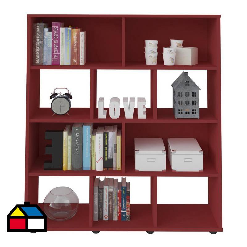 RODLER - Librero estante booker rojo 91x25x109 cm