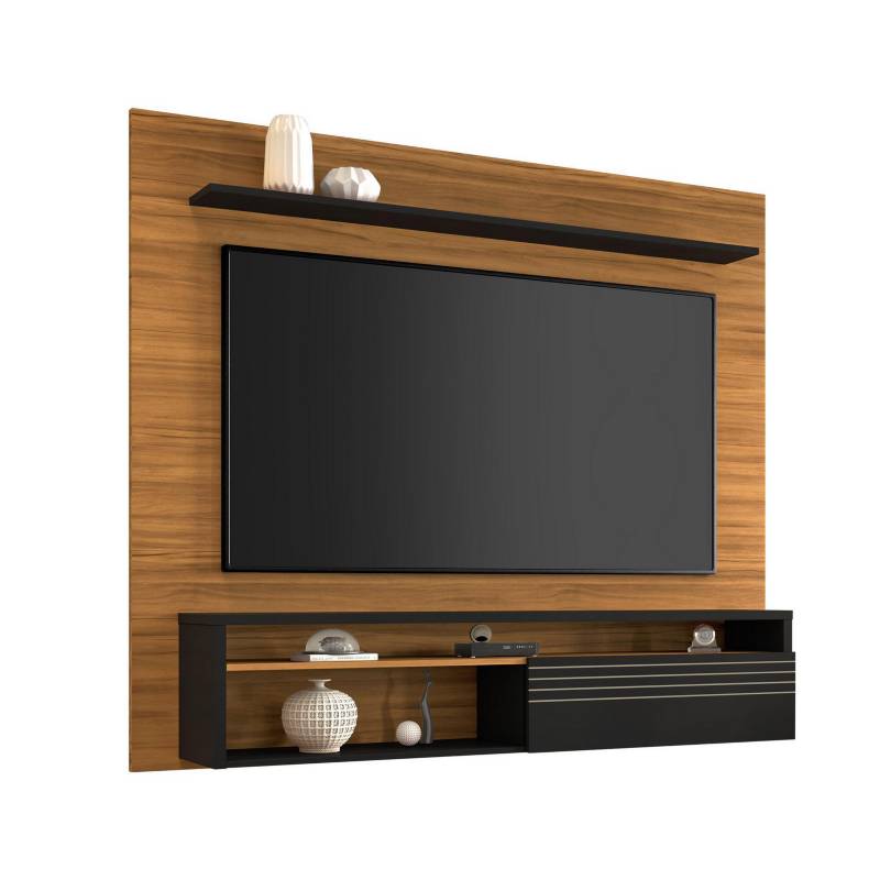 HOME MOBILI - Panel tv 60" natural negro mdp 160x160x33 cm
