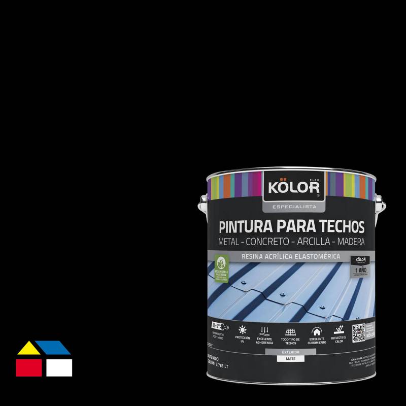 KOLOR - Pintura para techos negro 1 galón