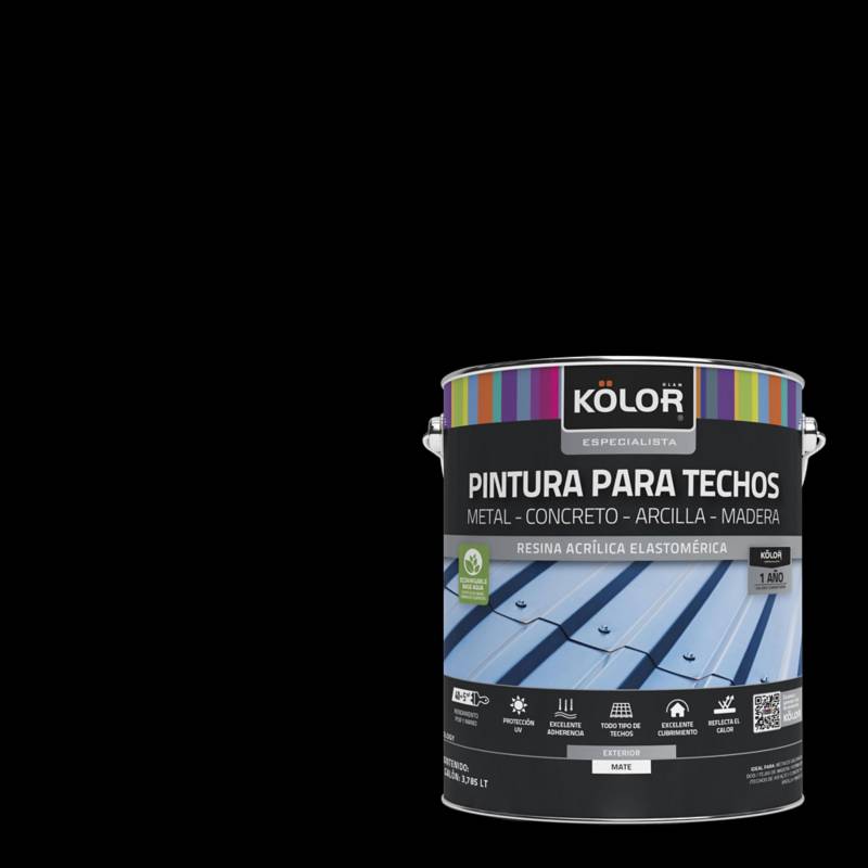 KOLOR - Pintura para techos negro 1 galón