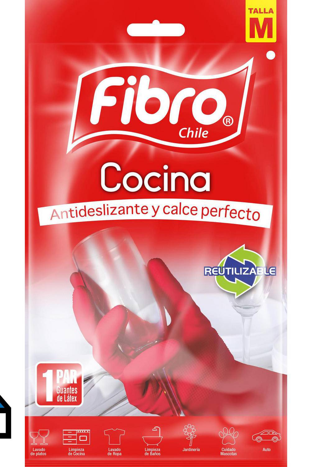 FIBRO - Guante cocina M látex rojo