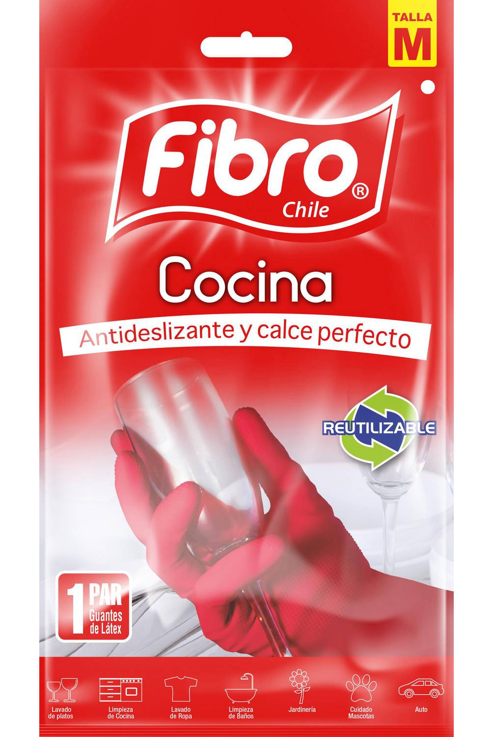 FIBRO - Guante cocina M látex rojo