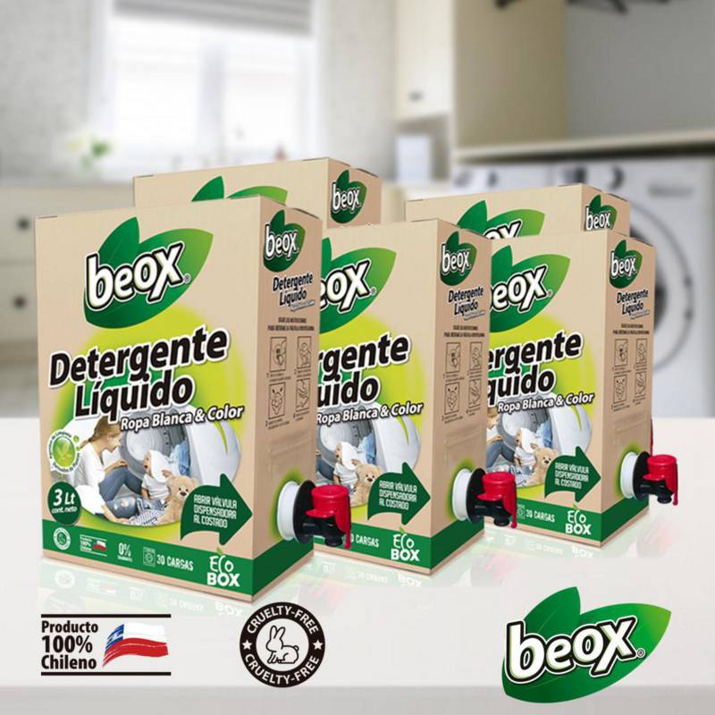 BEOX - Detergente Líquido Ecobox 3 litros 5 unidades