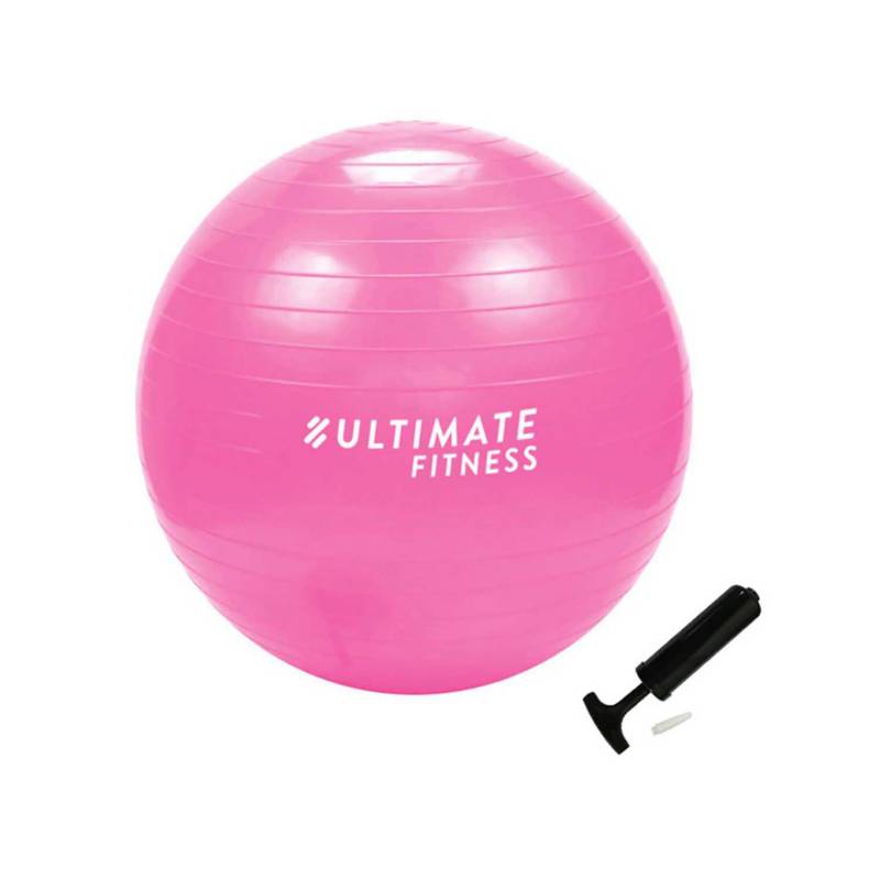 ULTIMATE FITNESS - Balón Pilates 65 cm con Inflador Rosado