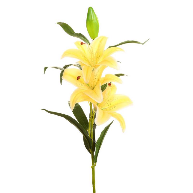SOHOGAR - Flor artificial lilium amarillo 97 cm
