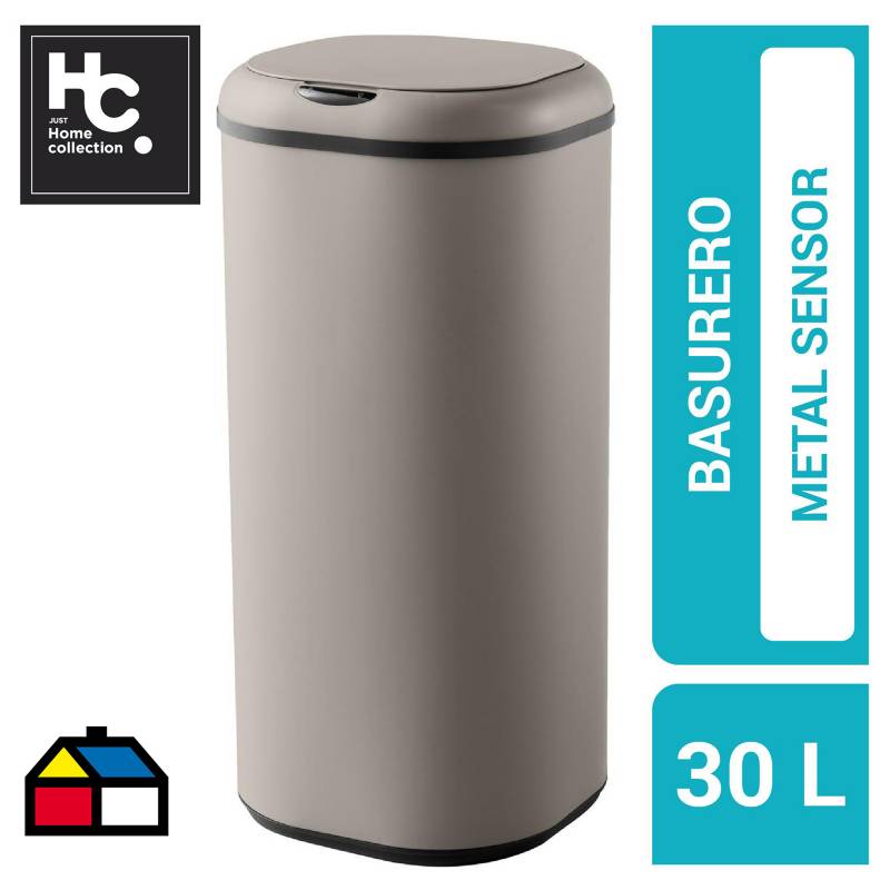 JUST HOME COLLECTION - Papelero 30 l con sensor taupe