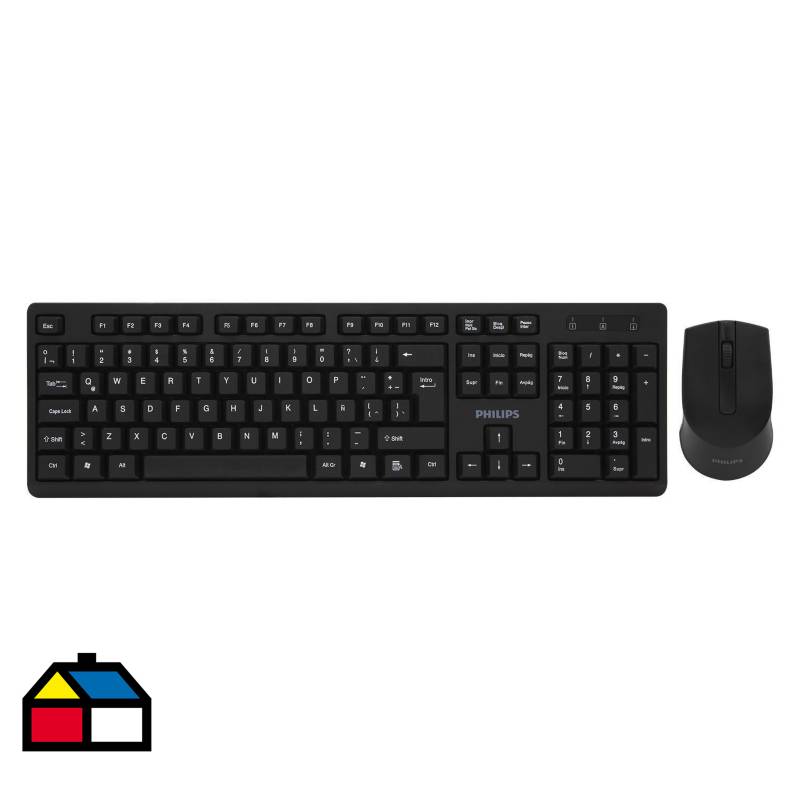 PHILIPS - Kit teclado y mouse inálambricos negro