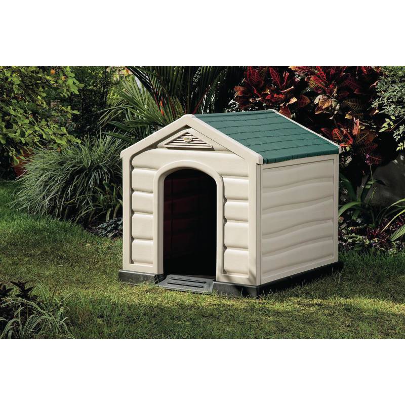 RIMAX - Casa para perros 68x61x58,5 cm techo verde pequeña