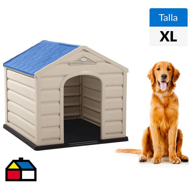 RIMAX - Casa para perros 92x90x89 cm techo azul grande