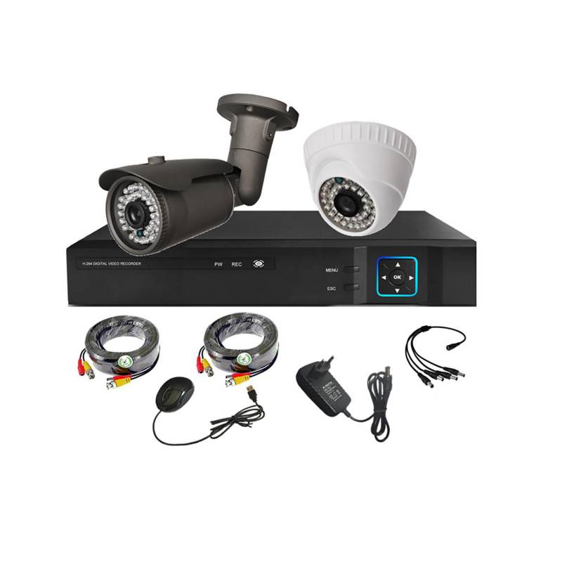 VIPA - Kit 2 cámaras de seguridad + Xvr 4Ch HD 1mp