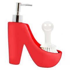SOHOGAR - Dispensador de jabón cerámica forma de zapato rojo