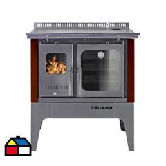 ALCAZAR - Cocina a leña S-800 Gris charcoal/burdeo