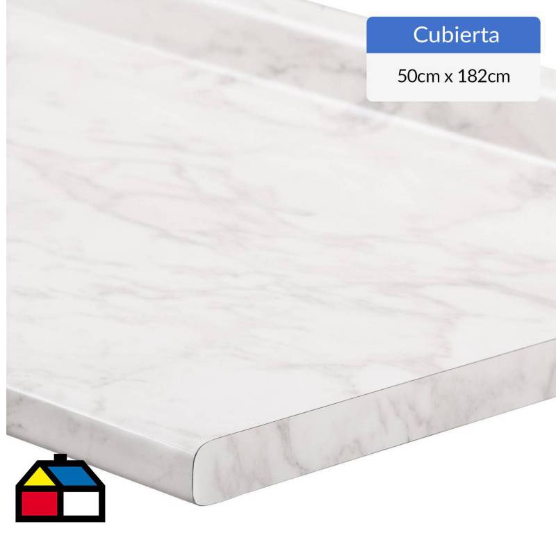 FILHER - Cubierta postformada 182x50 cm marmol blanco