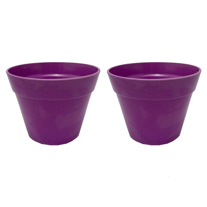DECOGREEN - Set de 2 Maceteros Biodegradables Redondo Purpura