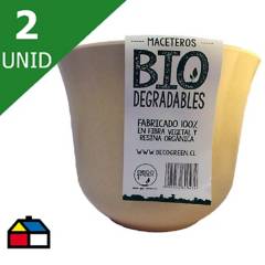 DECOGREEN - Set de 2 Maceteros Biodegradables Curvo Blanco