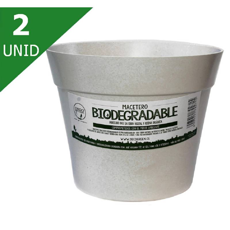 DECOGREEN - Set de 2 Maceteros Biodegradables Clásica Blanco
