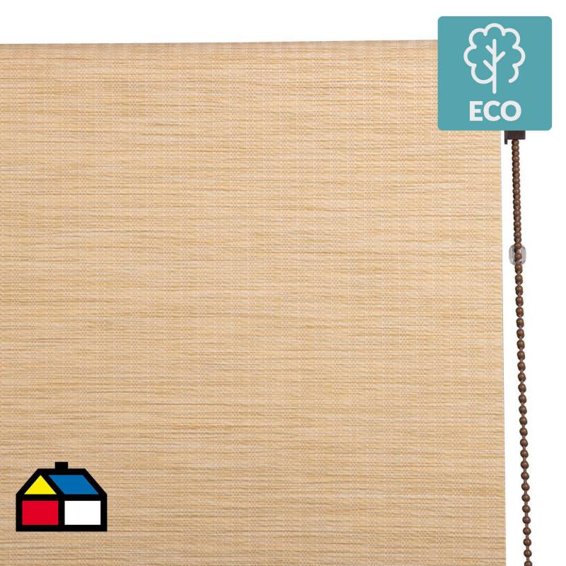 JUST HOME COLLECTION - Cortina Enrollable Bambú Amarillo Instalada  Ancho entre 60 cm a 100 cm Alto 181 cm a 200 cm