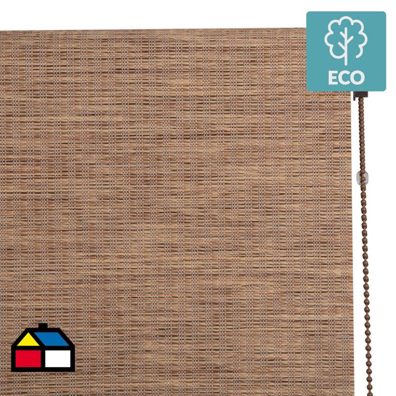 JUST HOME COLLECTION - Cortina Enrollable Bambú Chocolate Instalada  Ancho entre 60 cm a 100 cm Alto 136 cm a 150 cm