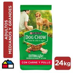 DOG CHOW - Alimento para perro adultos medianos/grande 24kg carne/pollo