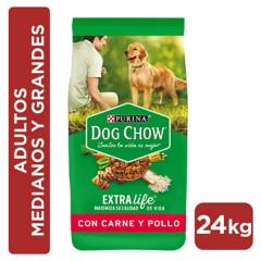 DOG CHOW - Dog chow adultos medianos y grandes carne y pollo 24 kilos