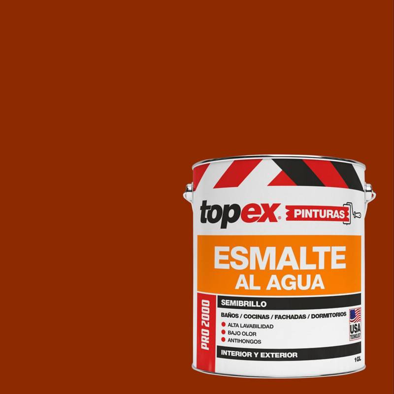 TOPEX - Esmalte al agua topex pro 2000 semibrillo rojo colonial 1gl