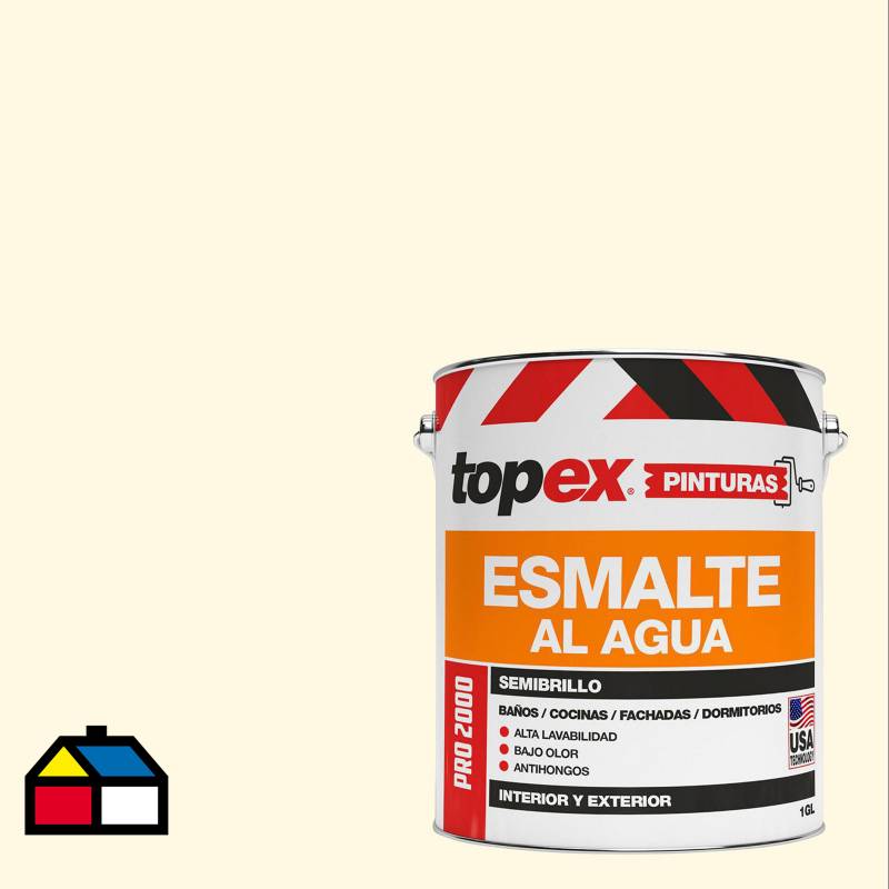TOPEX - Esmalte al agua topex pro 2000 semibrillo marfil oriental 1gl