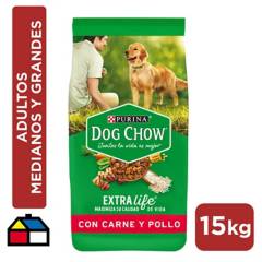 DOG CHOW - Alimento para perro adultos medianos/grande 15kg carne/pollo
