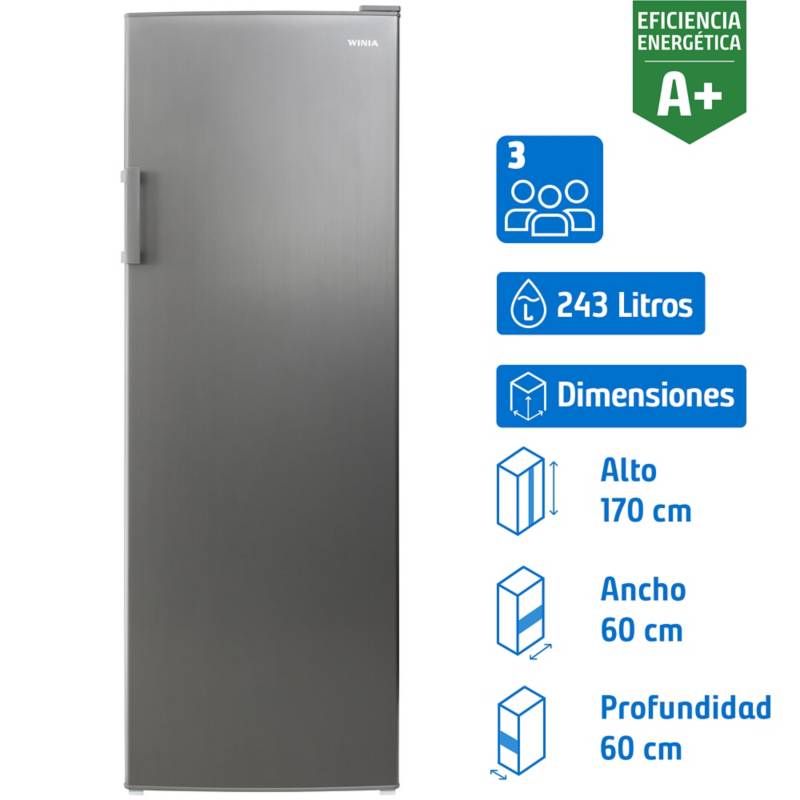 WINIA - Freezer vertical 243 litros silver