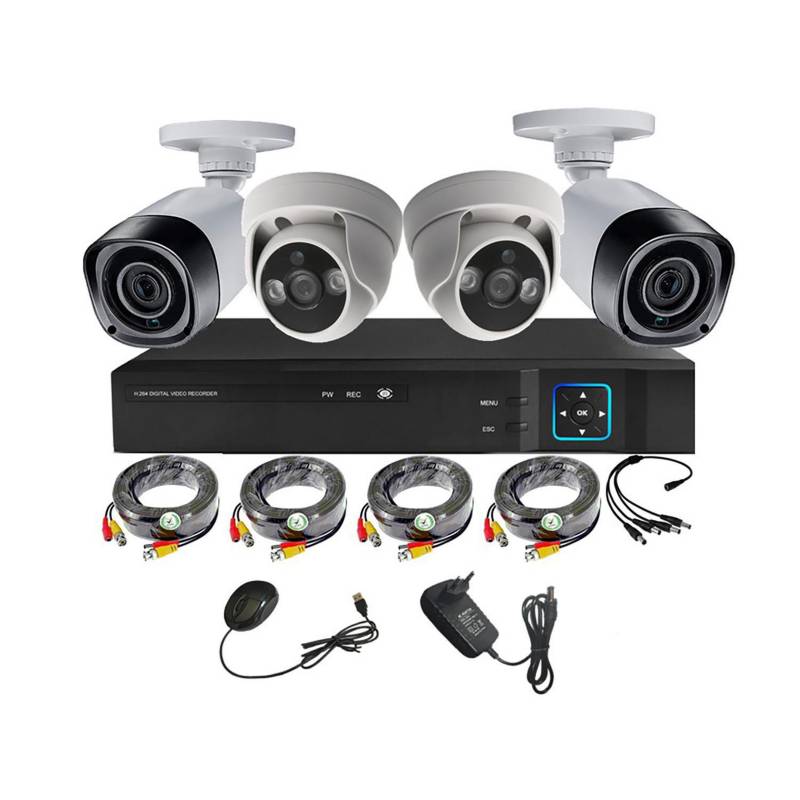 VIPA - Kit cámaras de seguridad + Xvr 4Ch HD 1mp