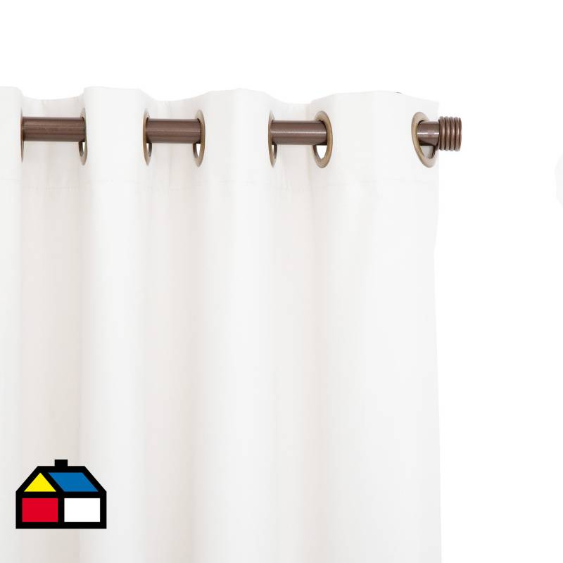 JUST HOME COLLECTION - Cortinas de Telas Modelo Ojetillo Black Out Color Blanco Con Instalación Y Barra Incluido Con Medidas en Ancho Entre 75