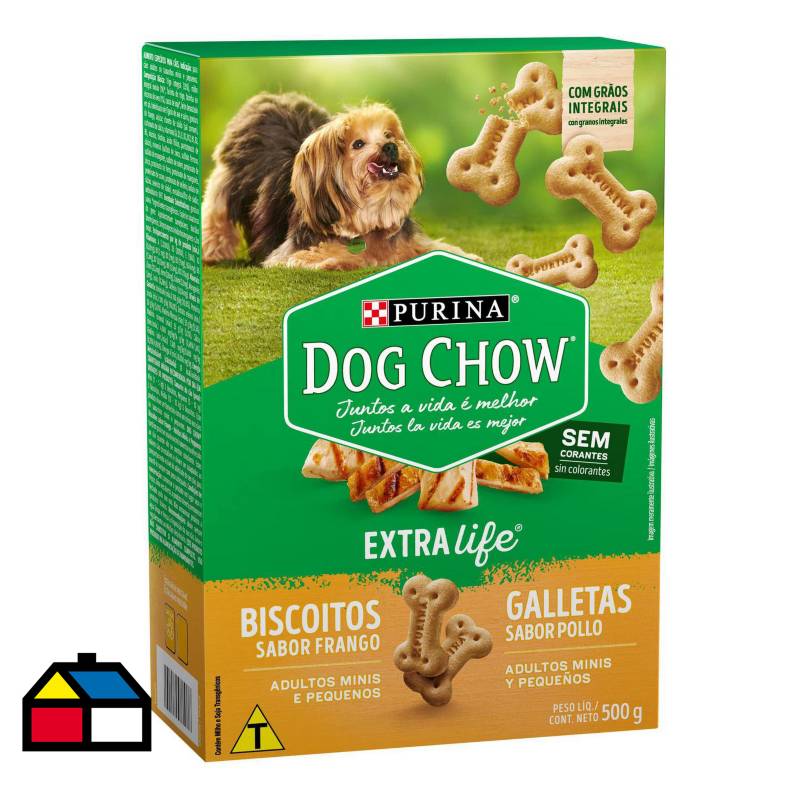 DOG CHOW - Galletas para perro adultos minis y pequeños 500 g pollo.