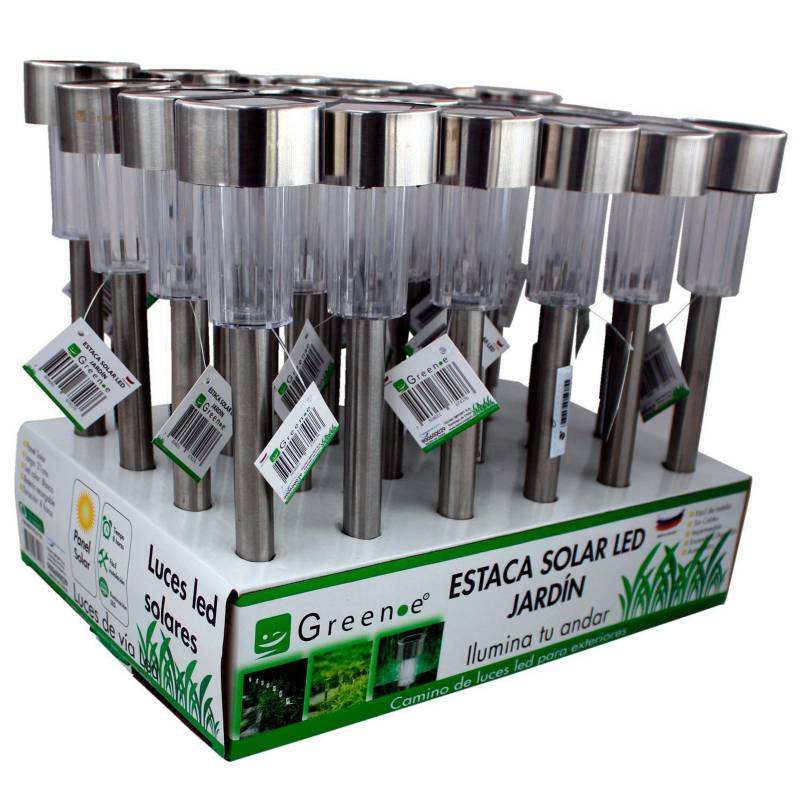 GREEN-E - Set 24 estaca solares LED aluminio