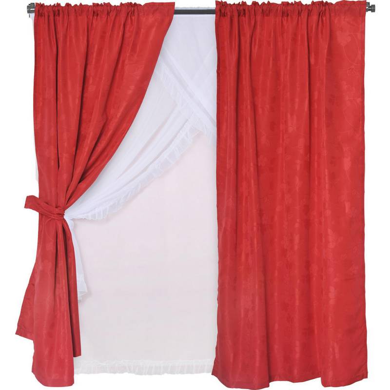 MASHINI - Set cortina de tela Kate 11 piezas 140x220 cm rojo