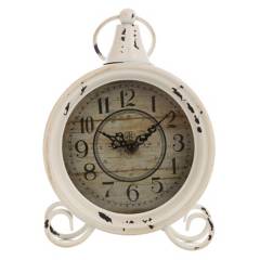 SOHOGAR - Reloj de mesa diseño vintage blanco 22x15 cm
