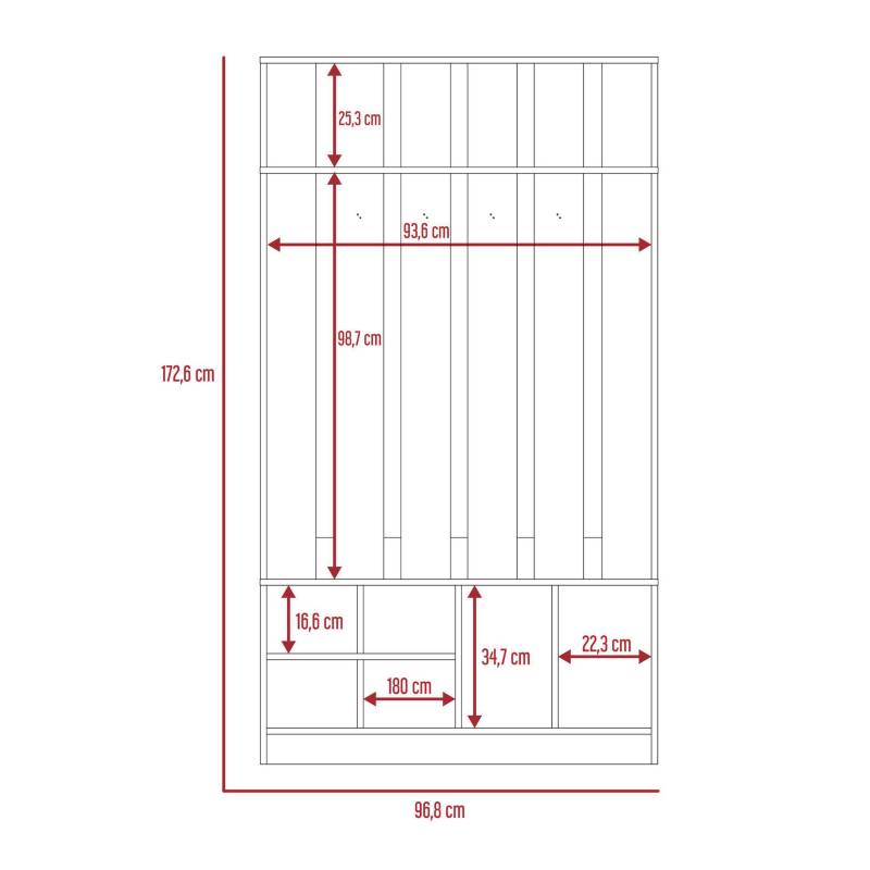 Mueble recibidor 39,3x96,8x172,6 cm rovere