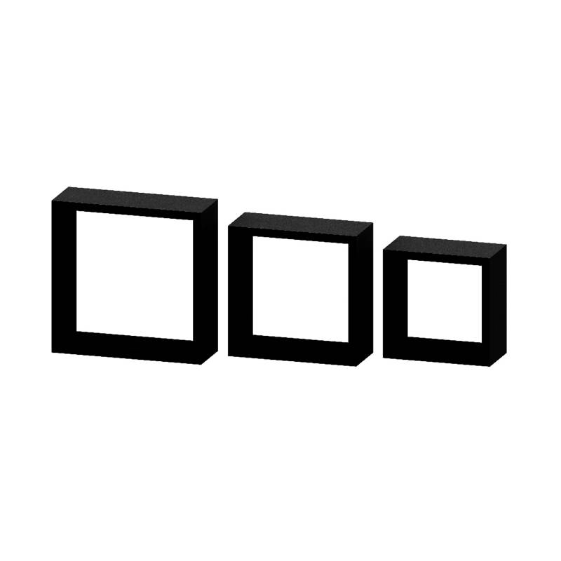 BRASFORMA - Set 3 Repisas Cubos 28x28x10x1,5 cm negro