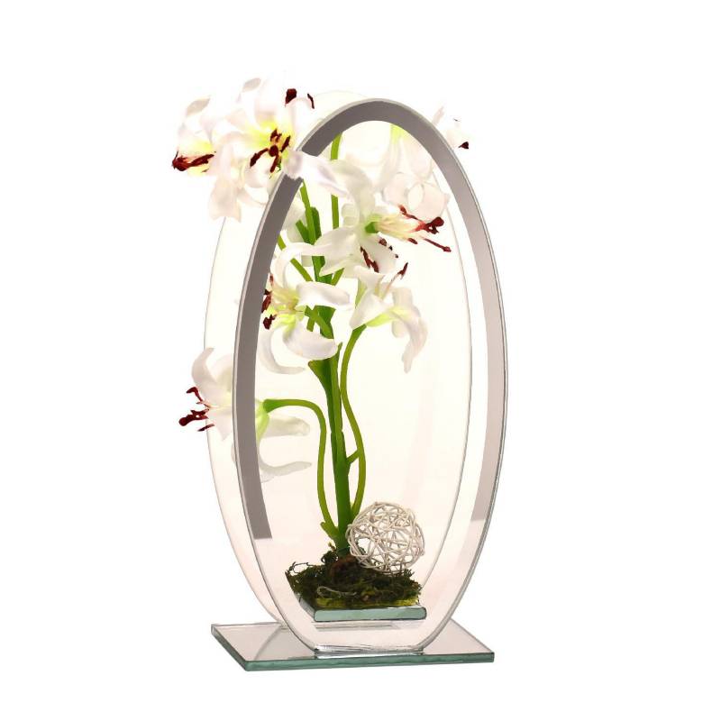 MAGIC FLOR - Florero adorno de cristal 20 cm Lilium blanca